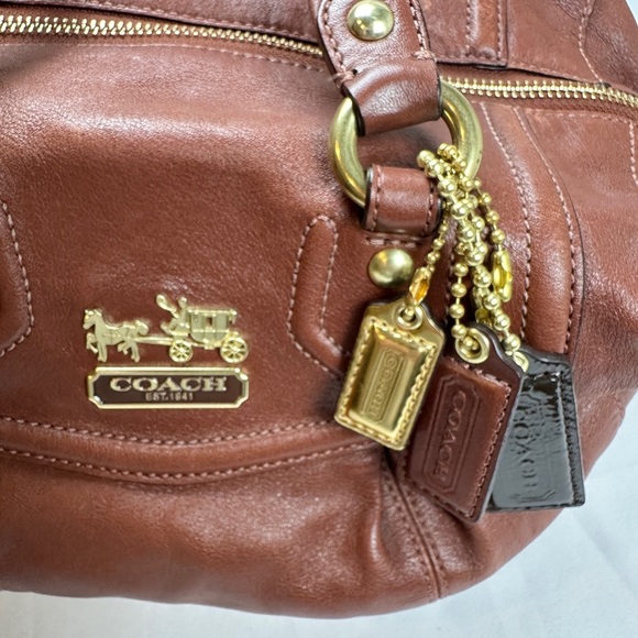 Coach Brown/Rust Leather Satchel/Shoulder Bag with Gold Accents (3 Hang Tags) - Picture 2 of 15